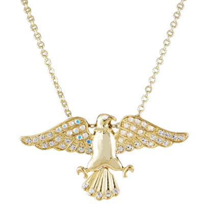 Crystal Eagle Pendant Necklace | Double-Plated | Gold or Silver