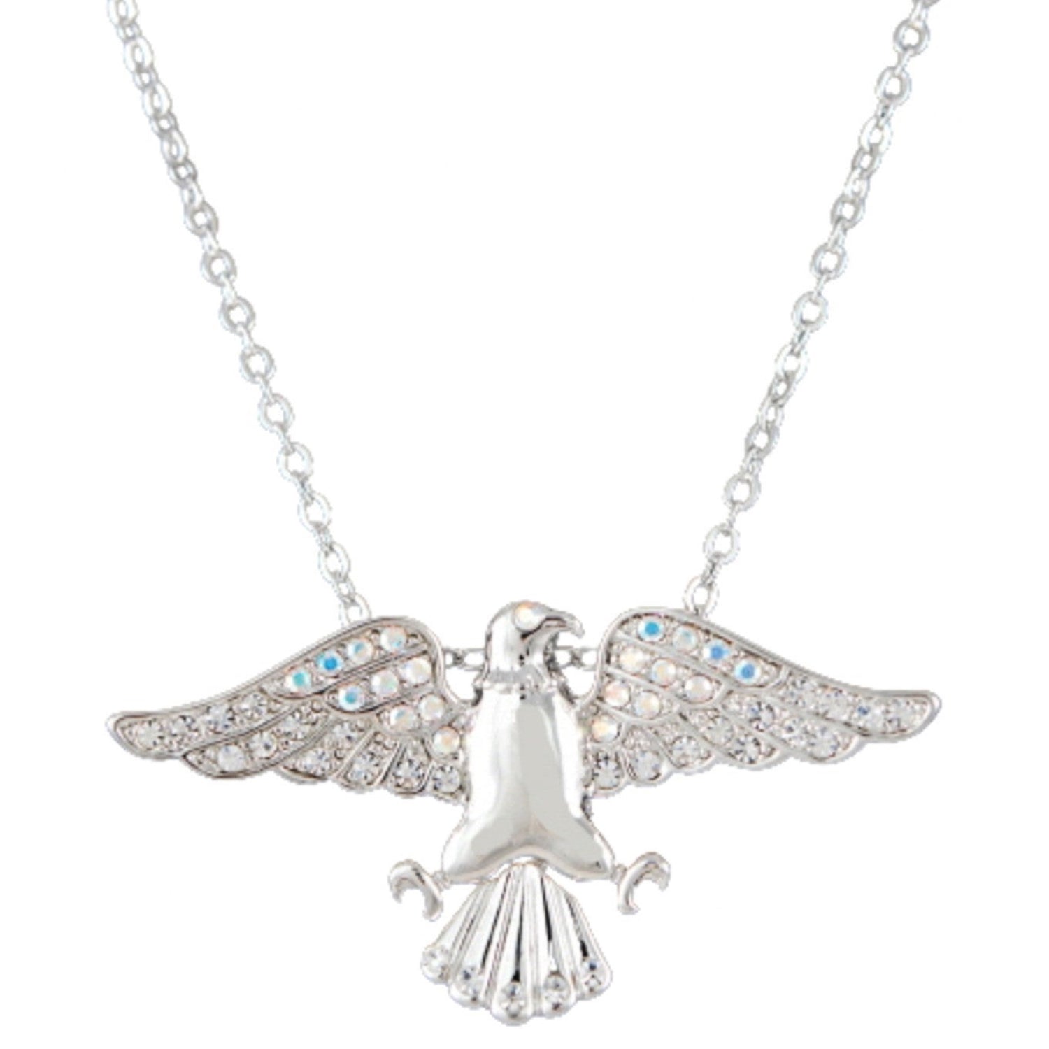 Crystal Eagle Pendant Necklace | Double-Plated | Gold or Silver