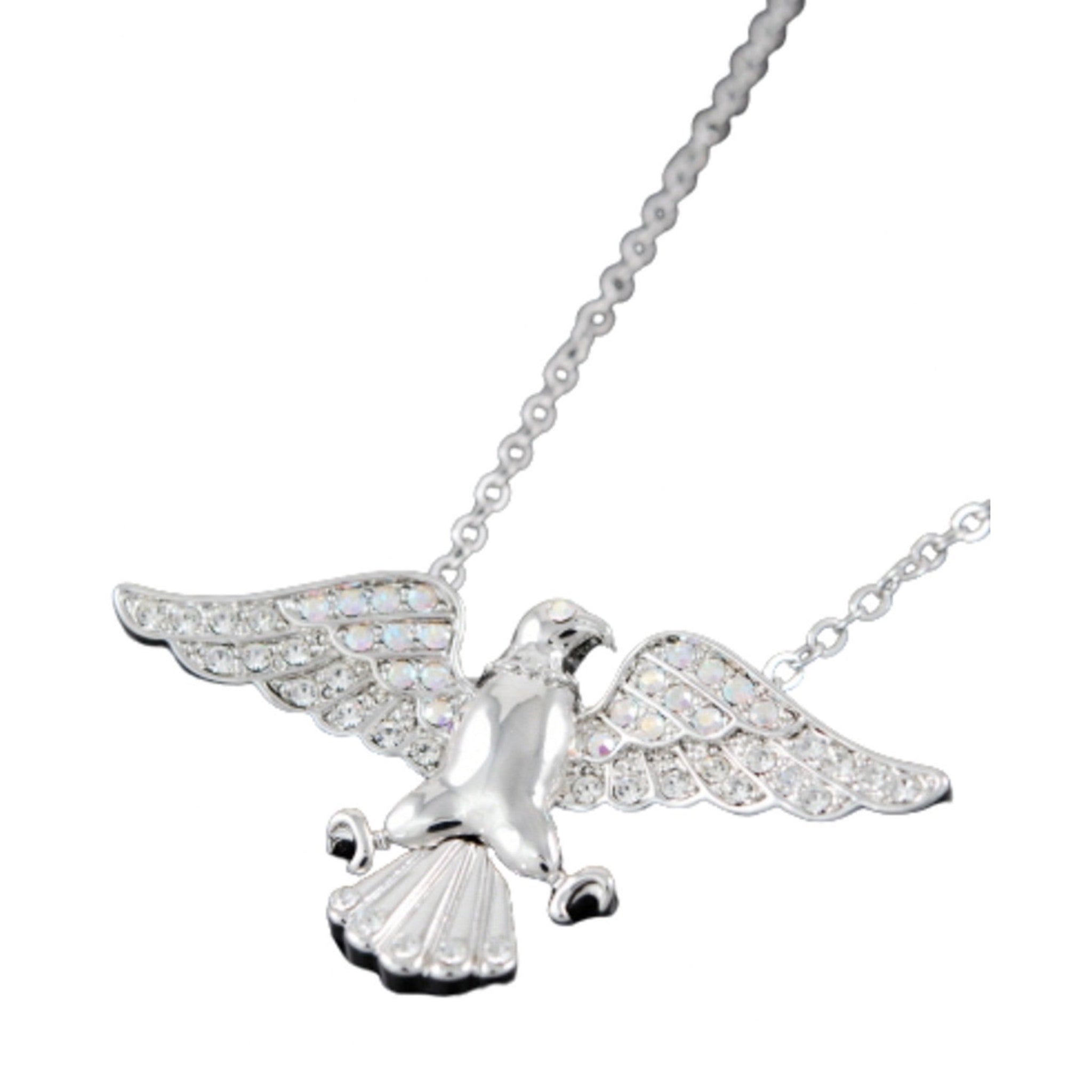 Crystal Eagle Pendant Necklace | Double-Plated | Gold or Silver