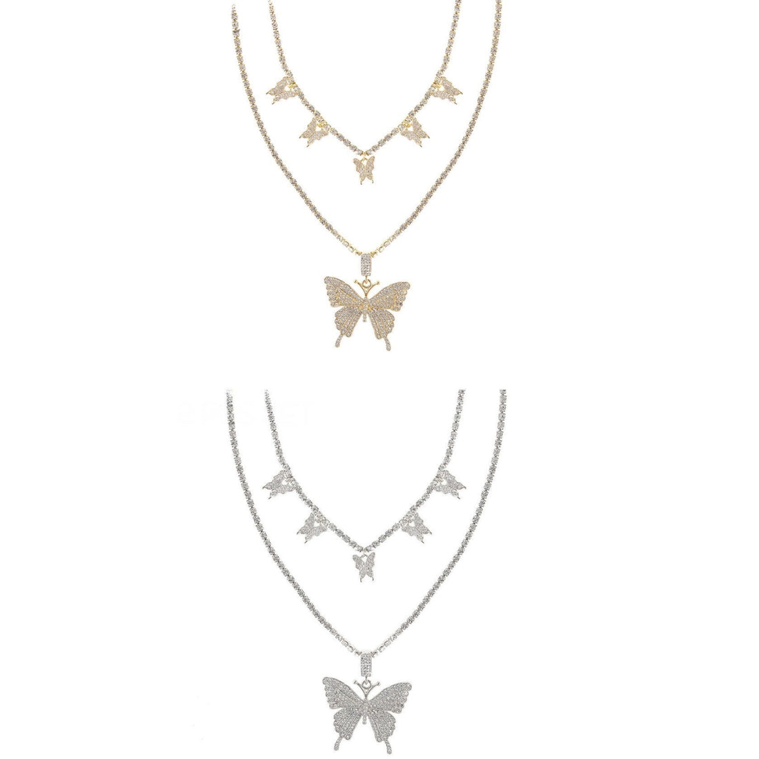 Rhinestone Butterfly Necklaces | Set of 2 | Lead and Nickel Complaint - HartCentered