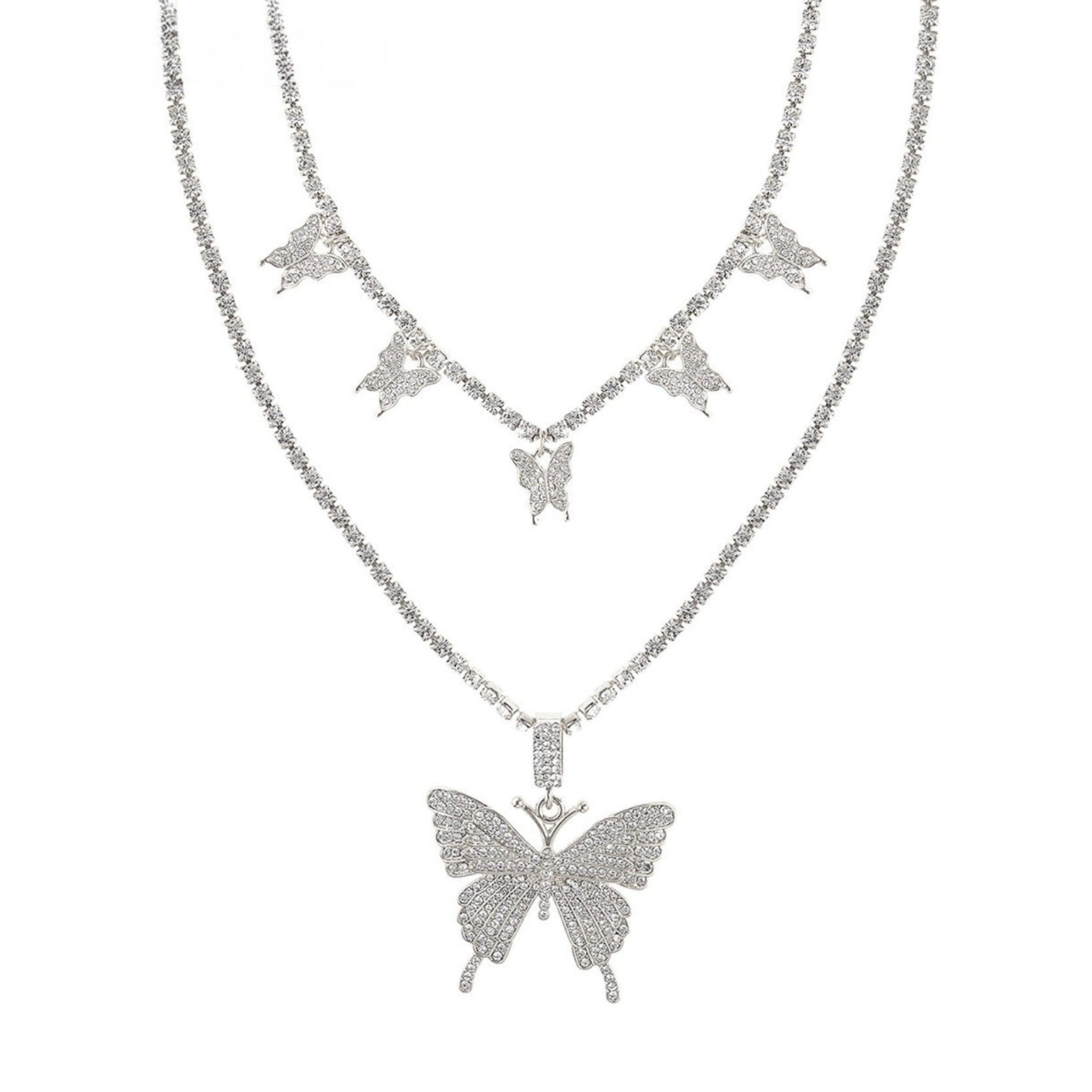 Rhinestone Butterfly Necklaces | Set of 2 | Lead and Nickel Complaint - HartCentered