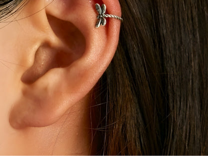 Dragonfly Ear Cuff | Sterling Silver &amp; CZ | No Piercing Earring