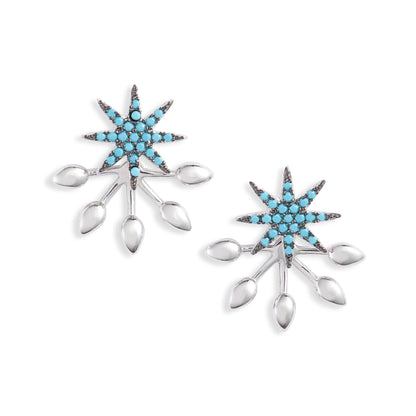 Turquoise Starburst Stud Earrings | Stainless Steel &amp; CZ | More Colors Available - HartCentered