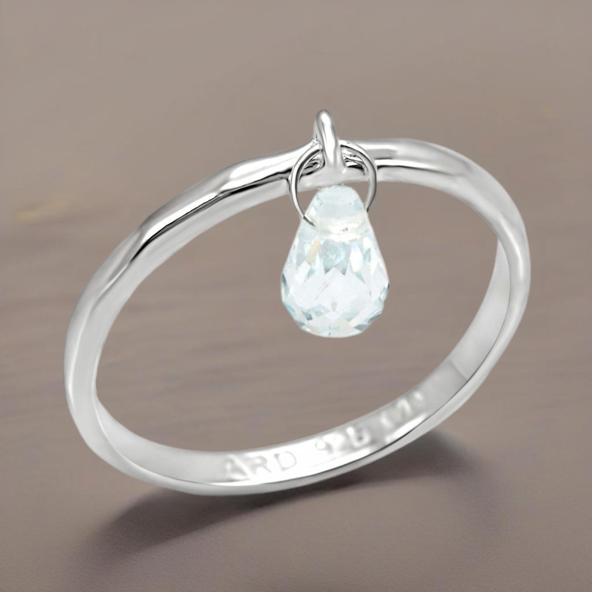 Aquamarine Rain Drop Ring | Sterling Silver