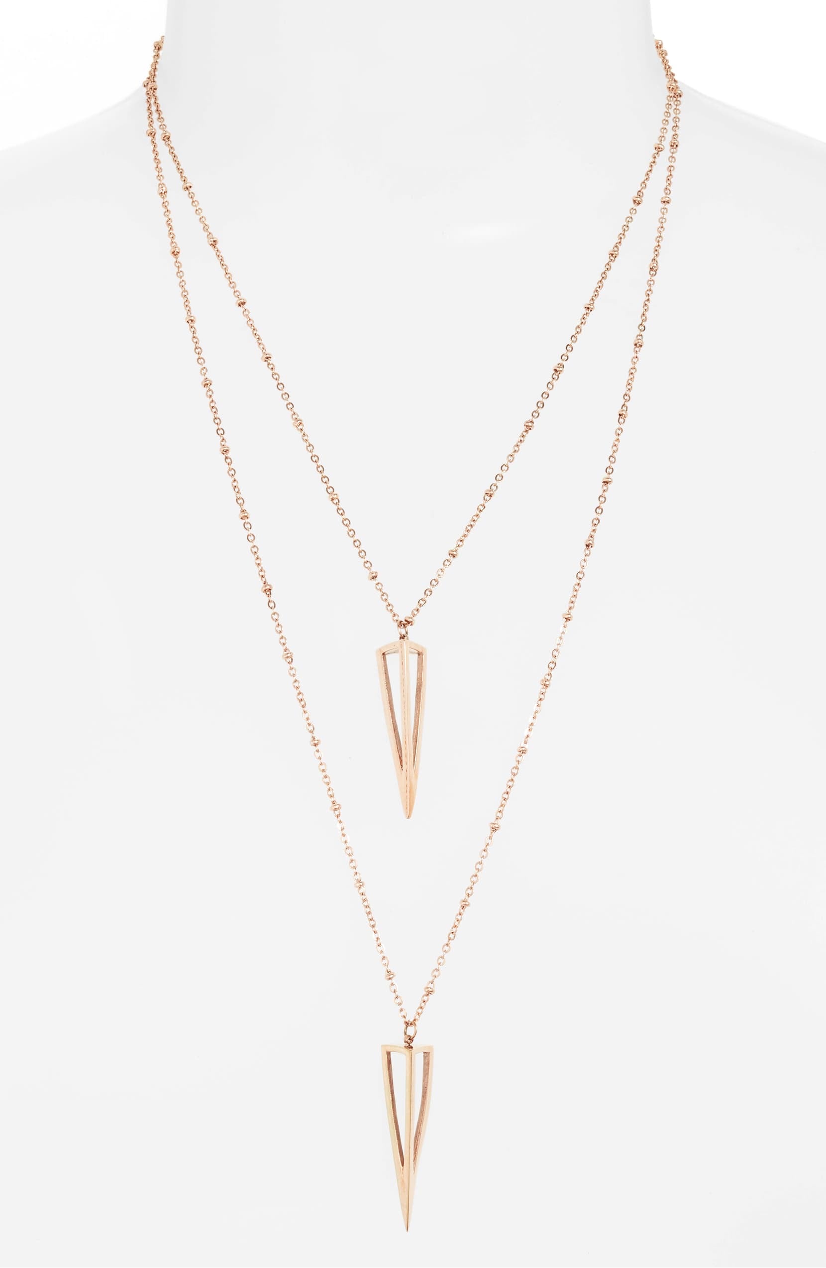 Polished Layered Pyramid Pendants Necklace | Gold-Tone Stainless Steel - HartCentered