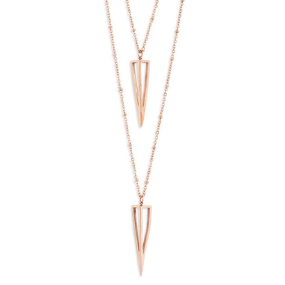 Polished Layered Pyramid Pendants Necklace | Gold-Tone Stainless Steel - HartCentered