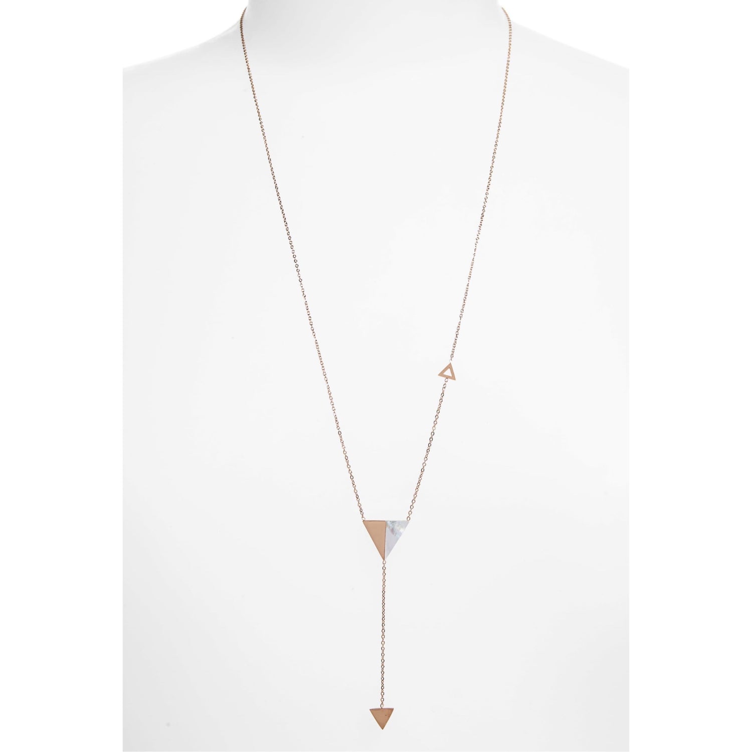 Triangle Y-Drop Necklace | Rose Gold-Tone Stainless Steel - HartCentered