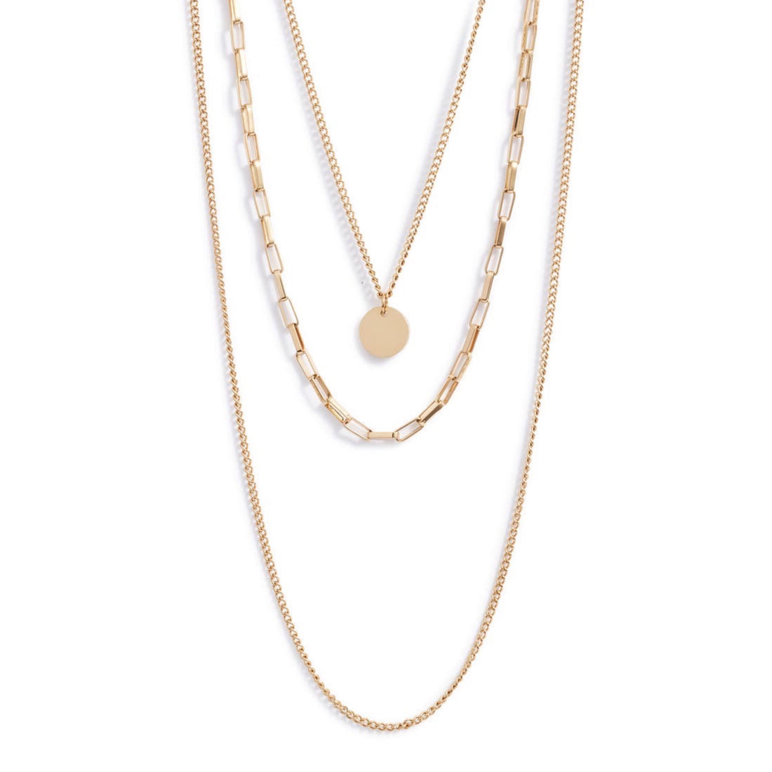 Triple Strand Link Necklace | Gold-Tone Stainless Steel - HartCentered