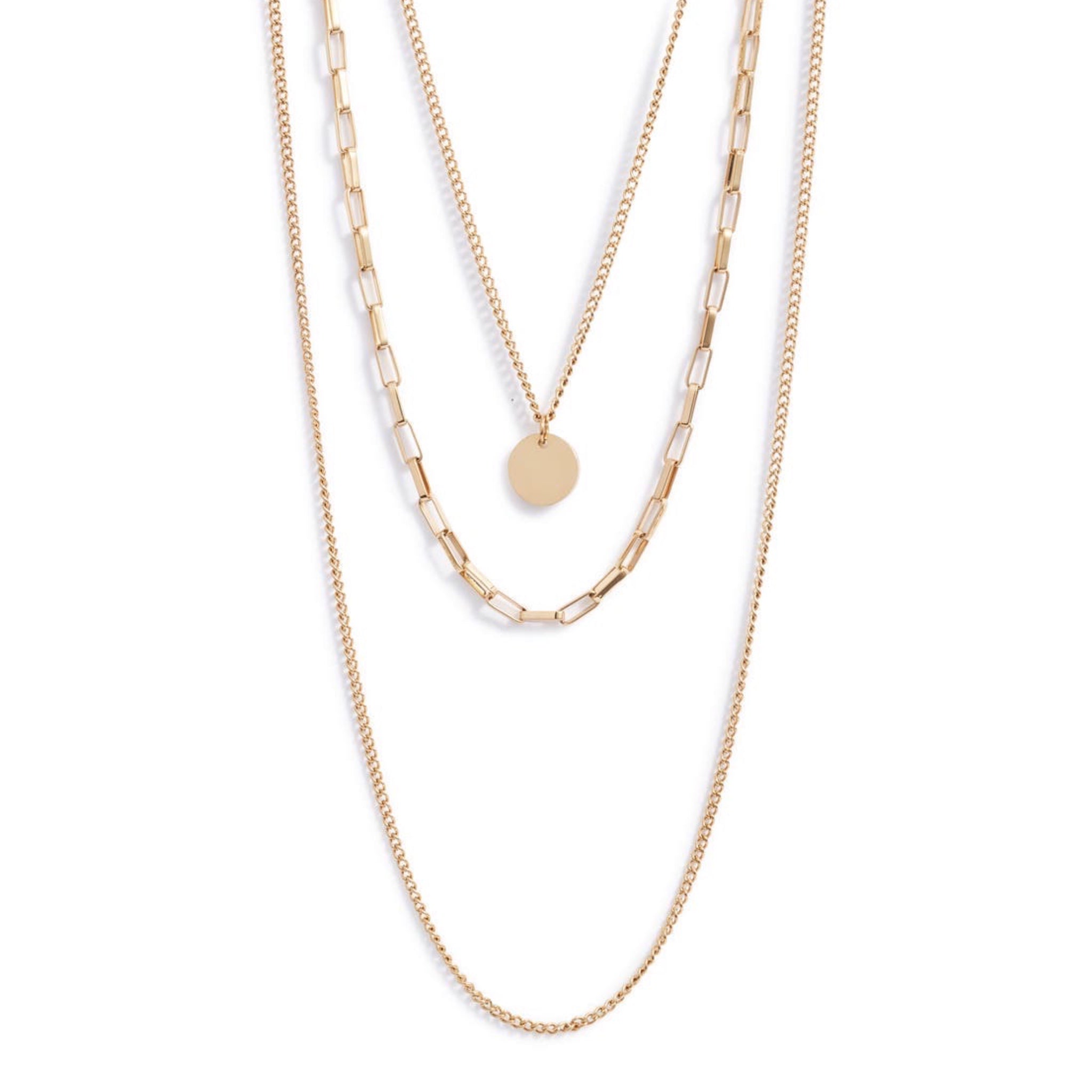 Triple Strand Link Necklace | Gold-Tone Stainless Steel - HartCentered