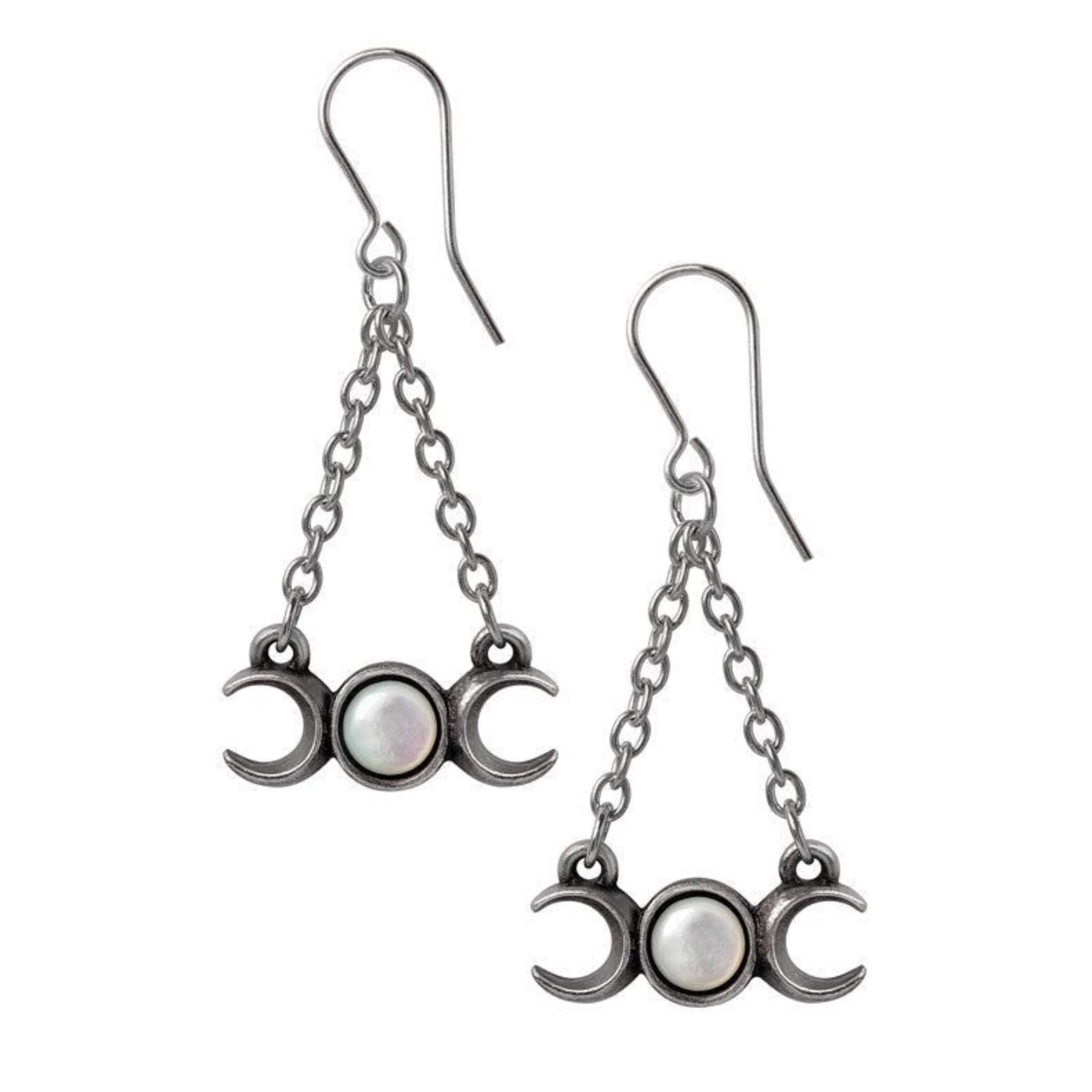 Wiccan Moon Dropper Earrings | Hypoallergenic | Handmade in England - HartCentered