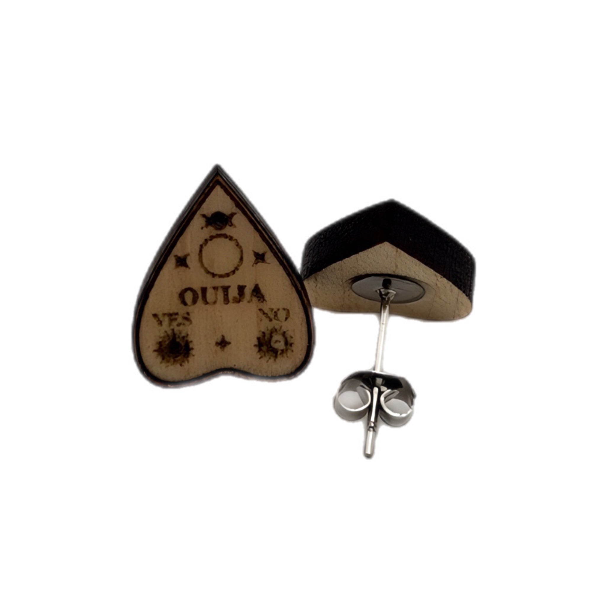 Ouija Board Stud Earrings | Laser Engraved Wood