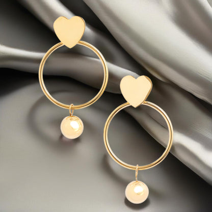 Hoop Heart Drop Earrings | Stainless Steel - HartCentered