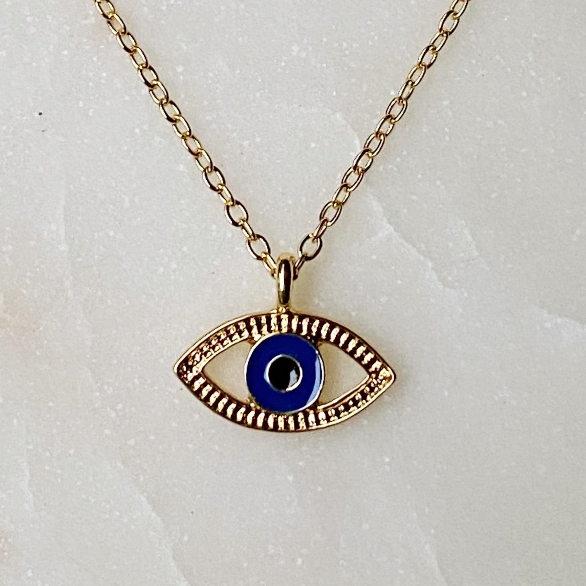 Dainty Evil Eye Necklace | 18k Gold-Plated Zinc Alloy