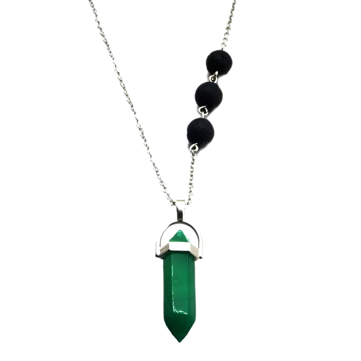 Verdite Crystal &amp; Lava Stone | Essential Oil Necklace - HartCentered