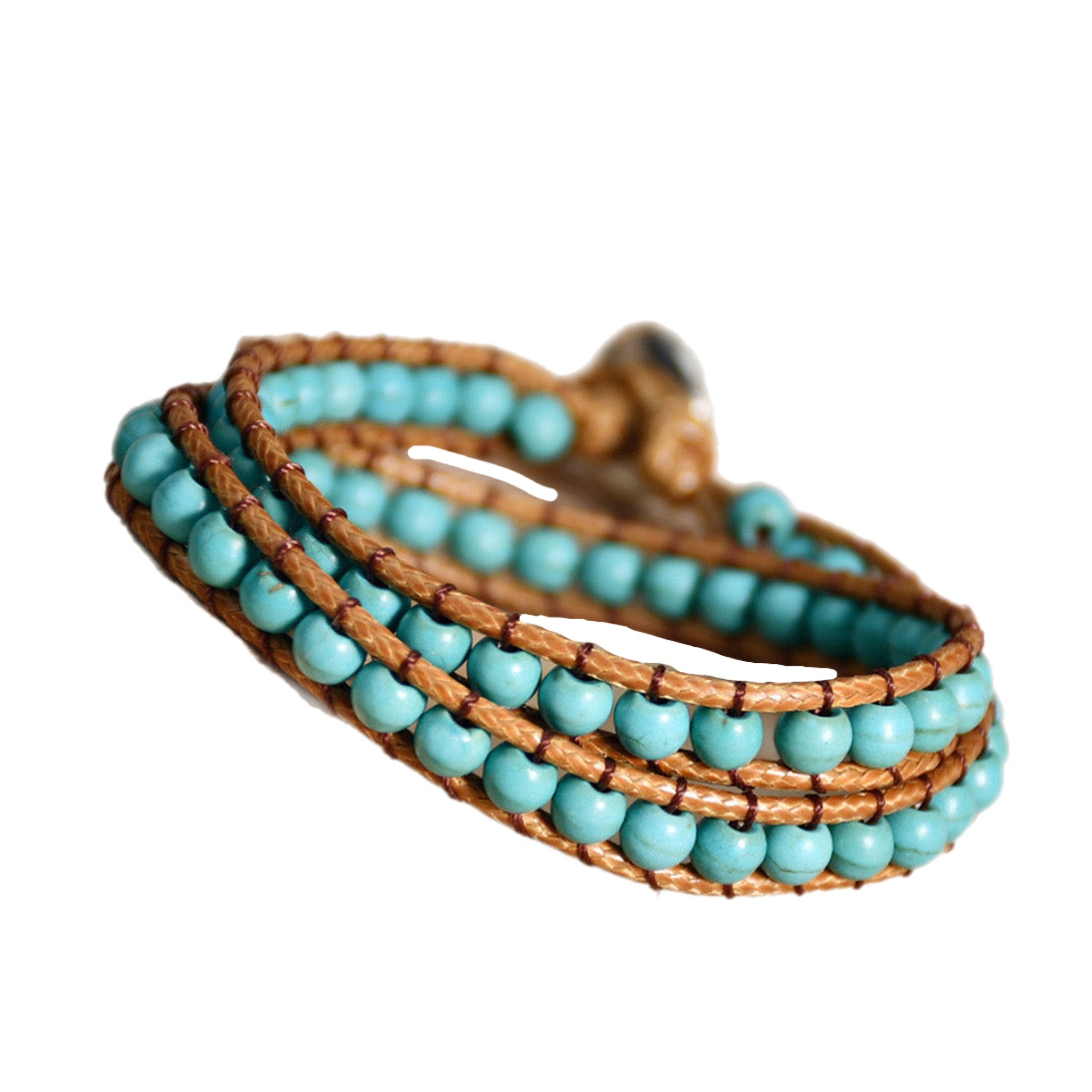 Turquoise Double-Layer Beaded Bracelet | Hand-Woven &amp; Adjustable