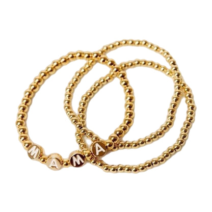 Mama Bracelet Set | 18k Gold-Plated Brass Beads