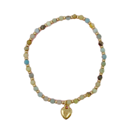 Crystal Beaded Heart Anklet | Gold-Plated Alloy Metal Ankle Bracelet