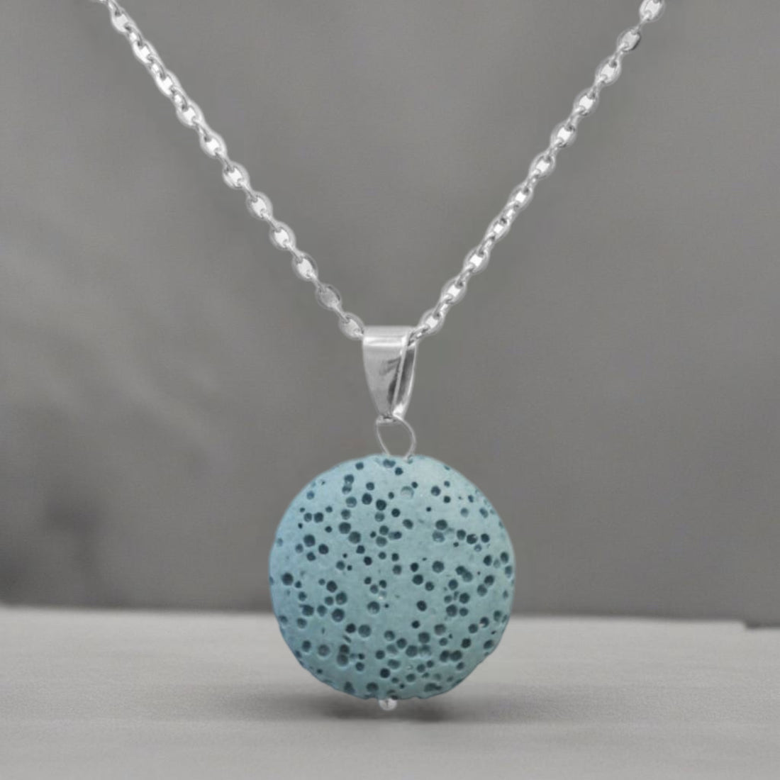 Light Blue Lava Stone | Essential Oil Necklace - HartCentered