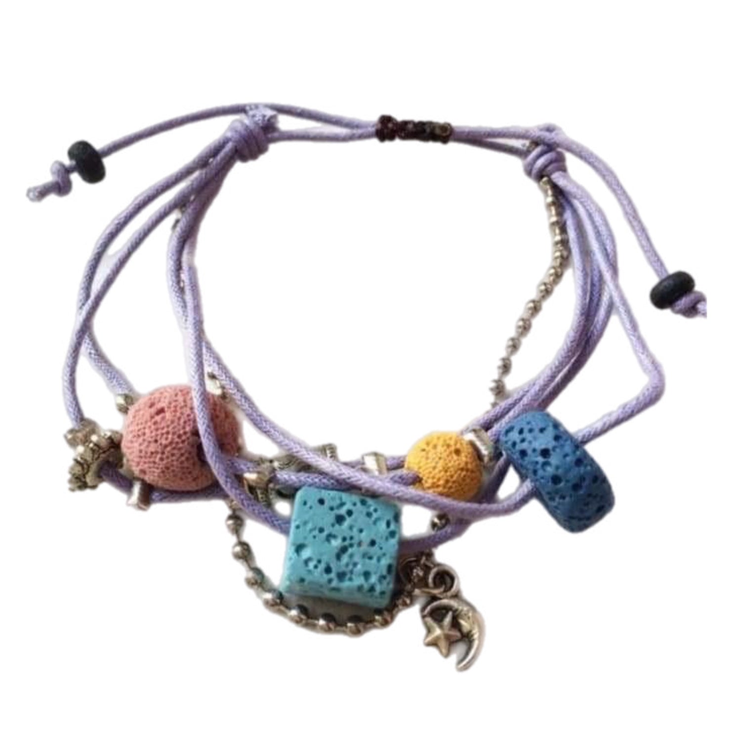 Purple Charm &amp; Lava Stone | Essential Oil Bracelet - HartCentered