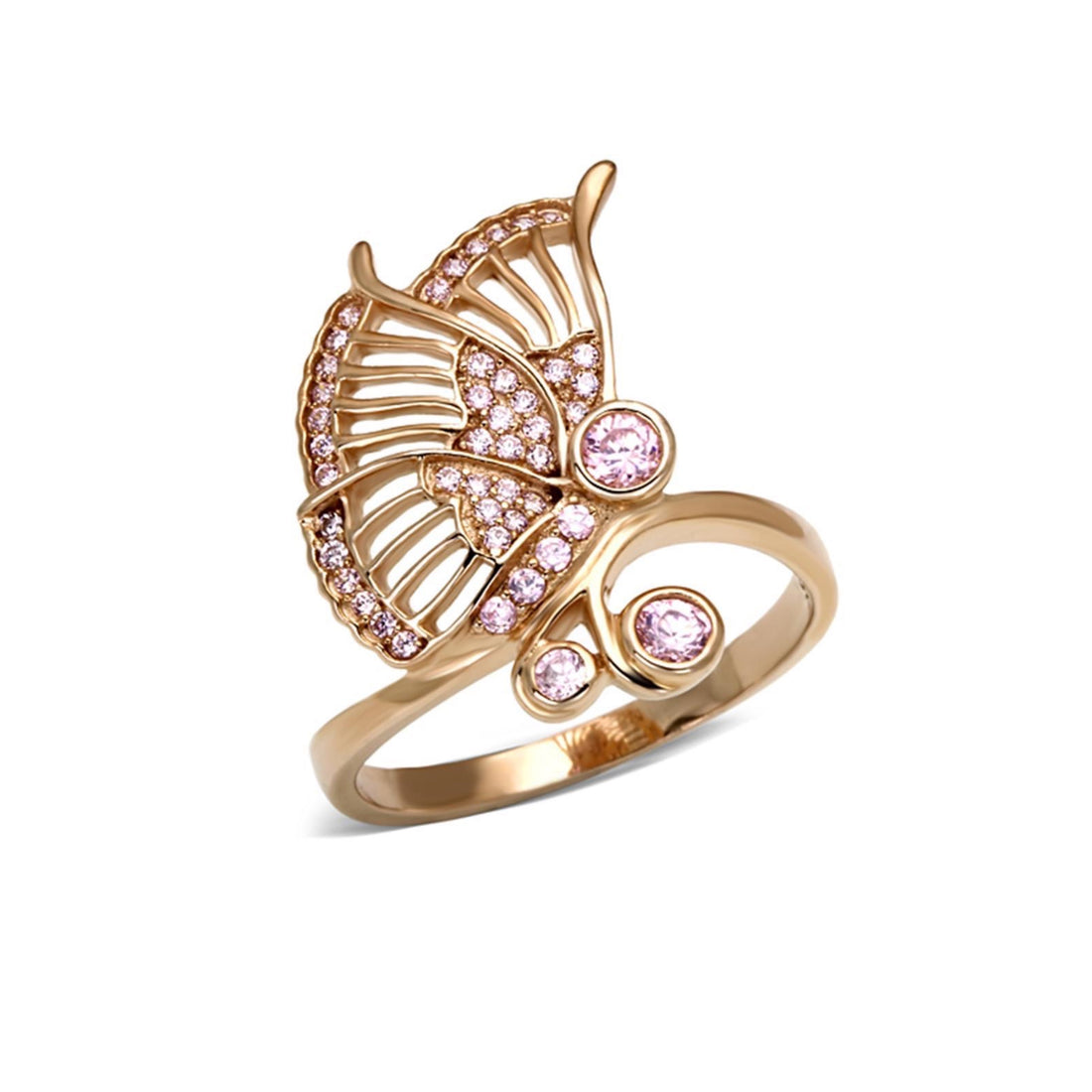 Rose Gold Butterfly Ring | Sterling Silver and CZ