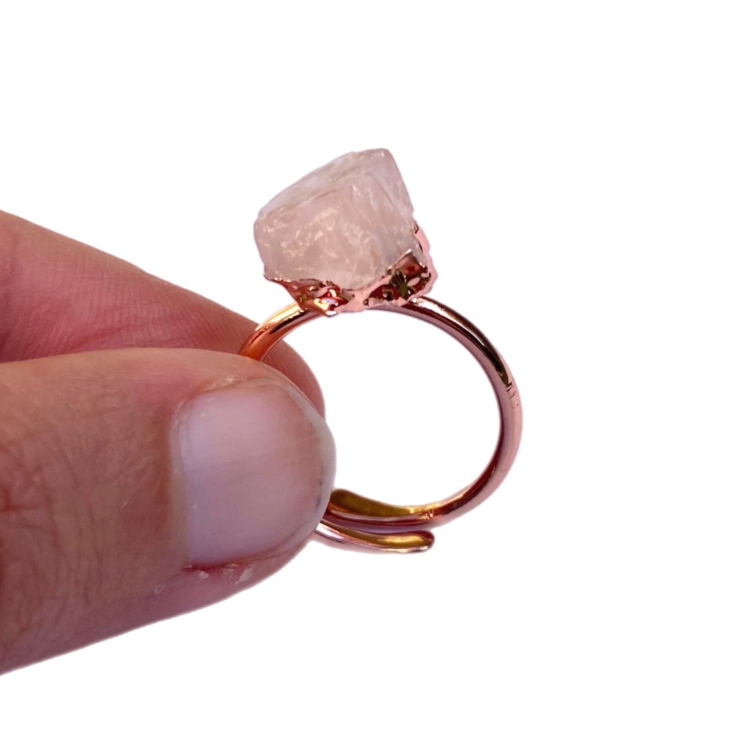 Rose Quartz Ring | Raw Crystal | Adjustable Size 7