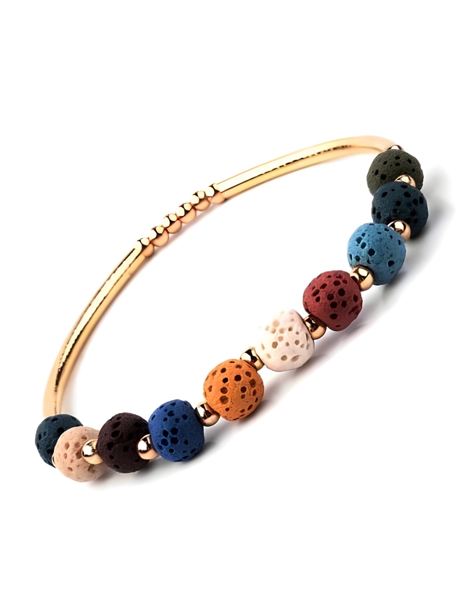 Gold &amp; Rainbow Lava Stone | Essential Oil Bracelet - HartCentered