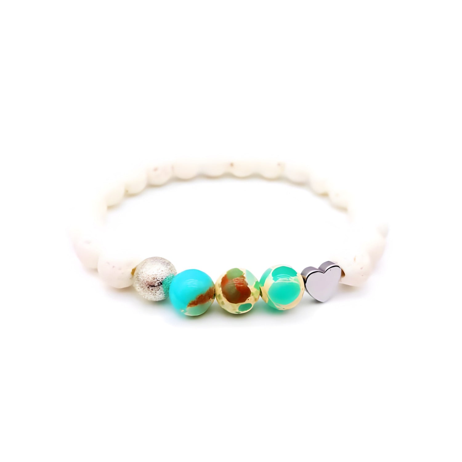 Turquoise Sea Sediment Jasper &amp; White Lava Stone | Essential Oil Bracelet - HartCentered