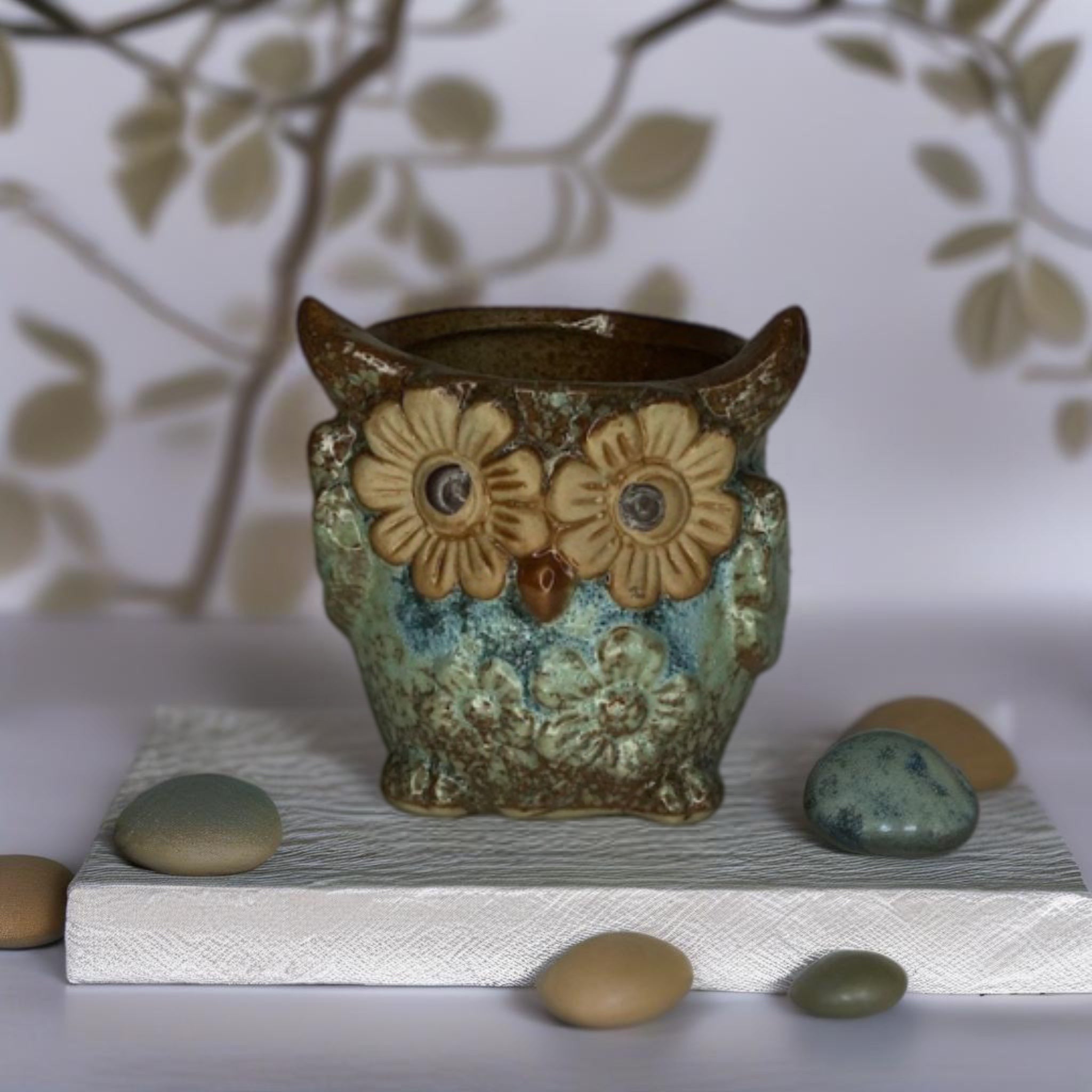 Blue Owl Flower Pot | Style 2