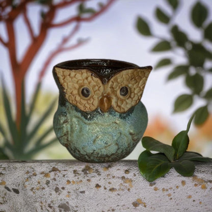 Blue Owl Flower Pot | Style 3