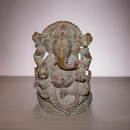 Handcrafted Sculpture Soapstone Elephant Head God Ganesha - Small