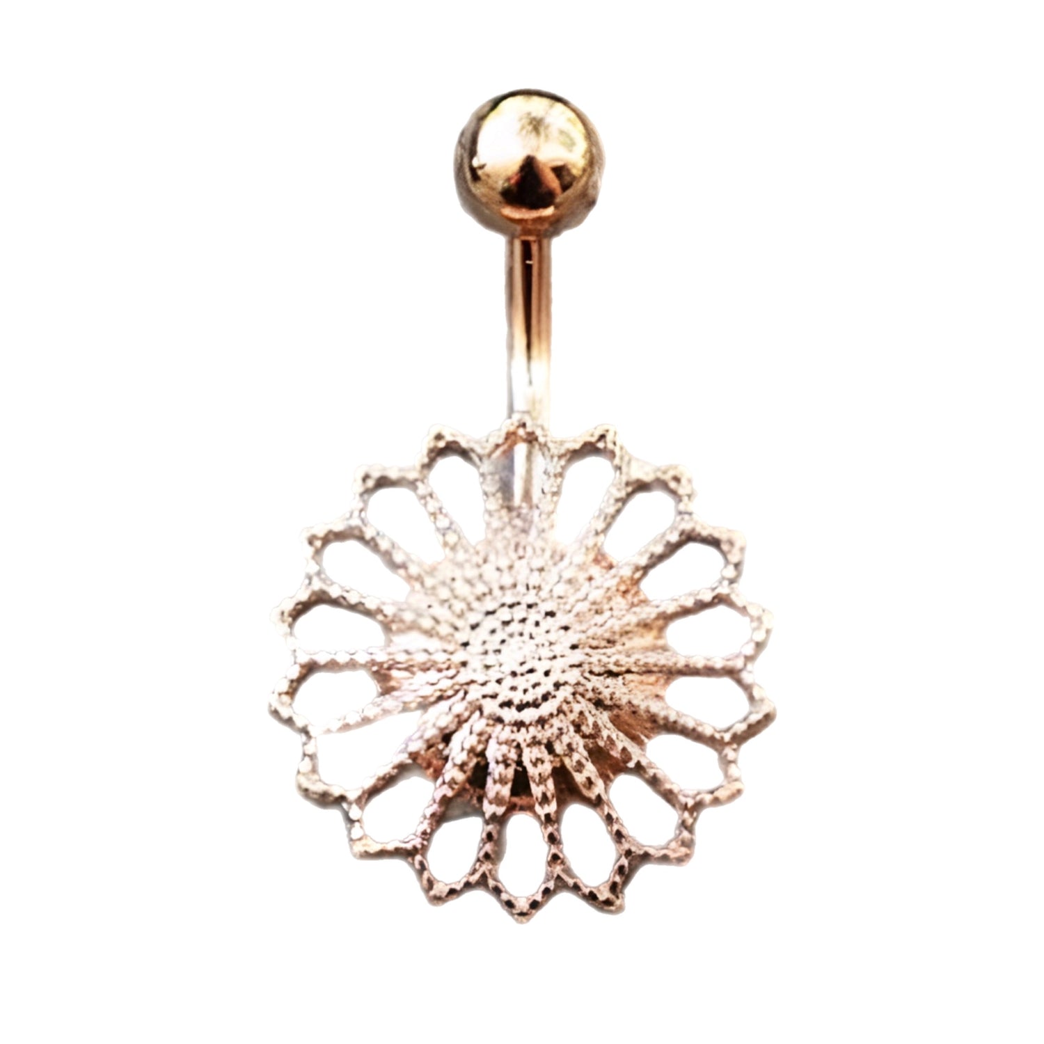 Rose Gold Plated Ornate Flower Navel Ring