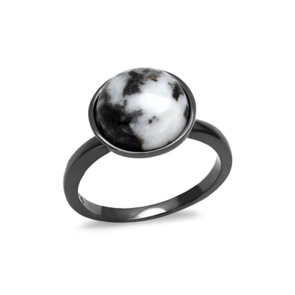 Hematite Ring | Light Black  Stainless Steel  &amp; Semi-Precious Hematite