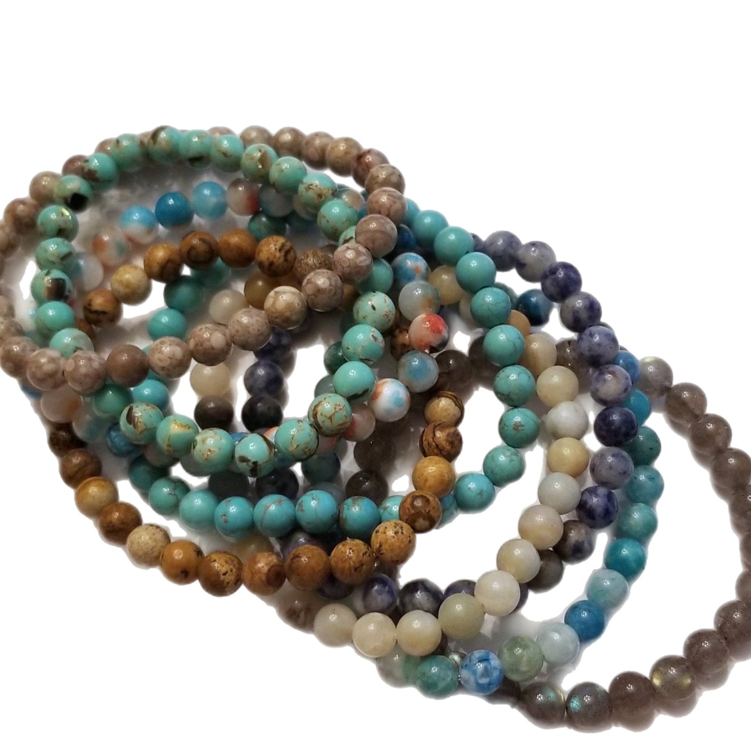 Colors of the Beach Crystal Beaded Bracelets | Natural Stone | 6mm