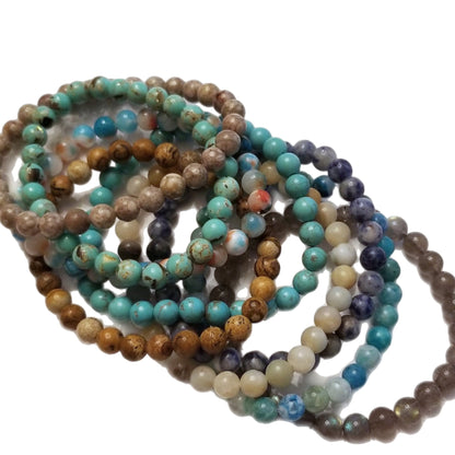 Colors of the Beach Crystal Beaded Bracelets | Natural Stone | 6mm