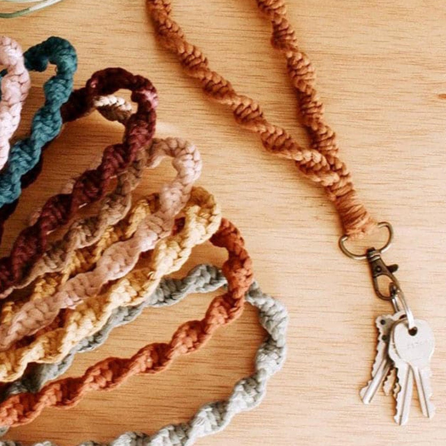 Khaki Twist Braided | Wristlet Keychain