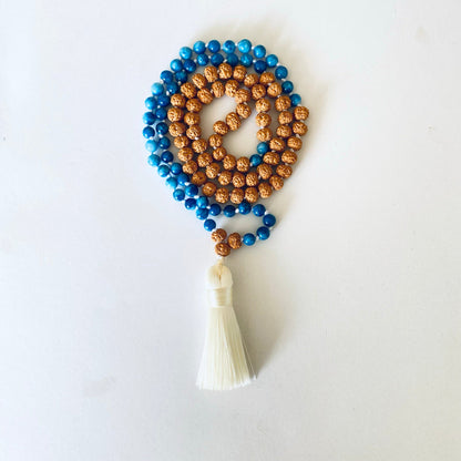 Third Eye Mala - Angelite and Rudraksha-2