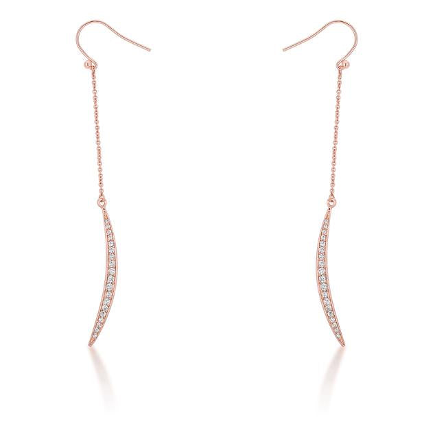 Luna 0.5ct CZ Rose Gold Delicate Moon Drop Earrings-0