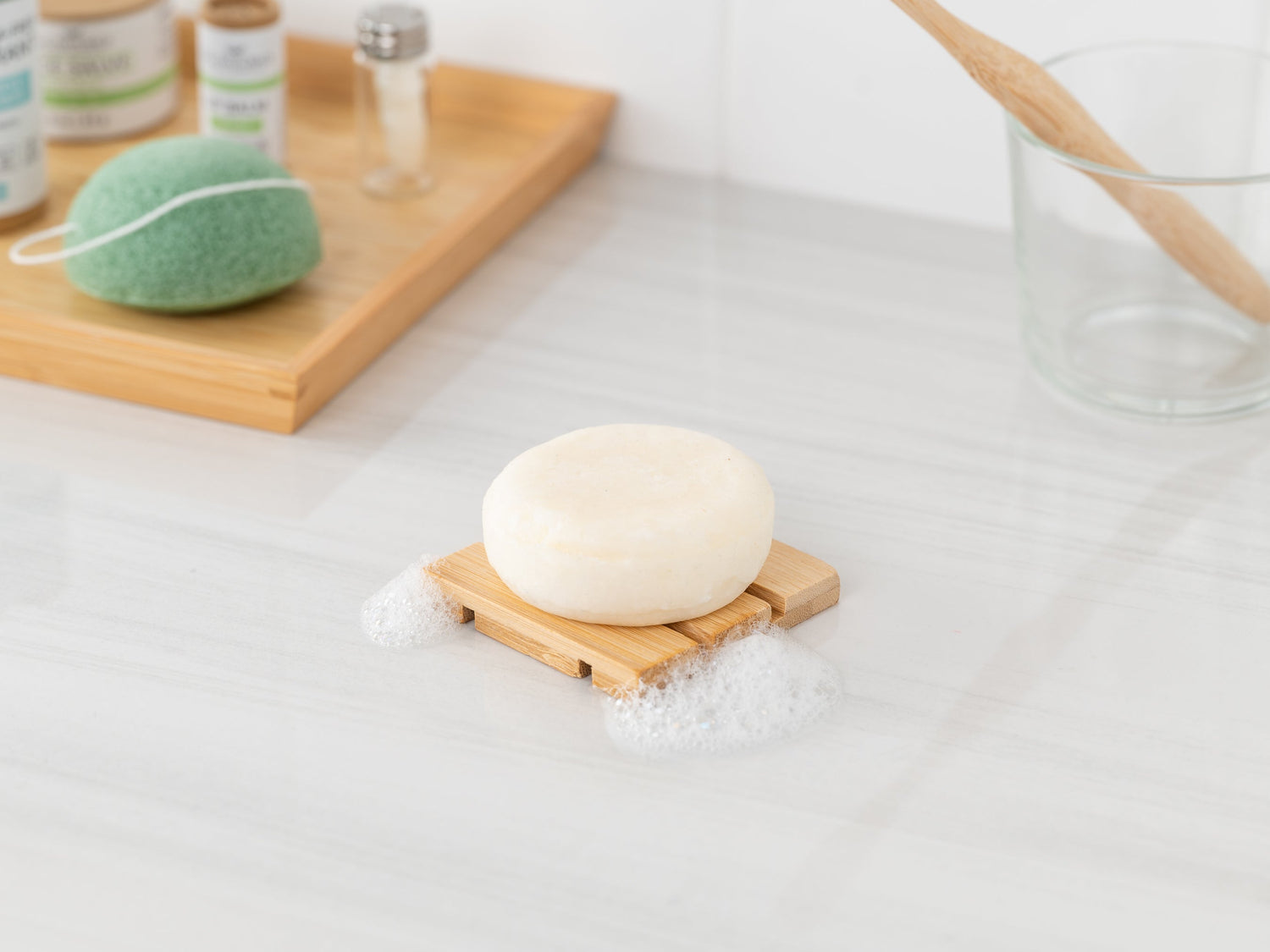 Shampoo &amp; Conditioner Bar Wood Soap Dish-1