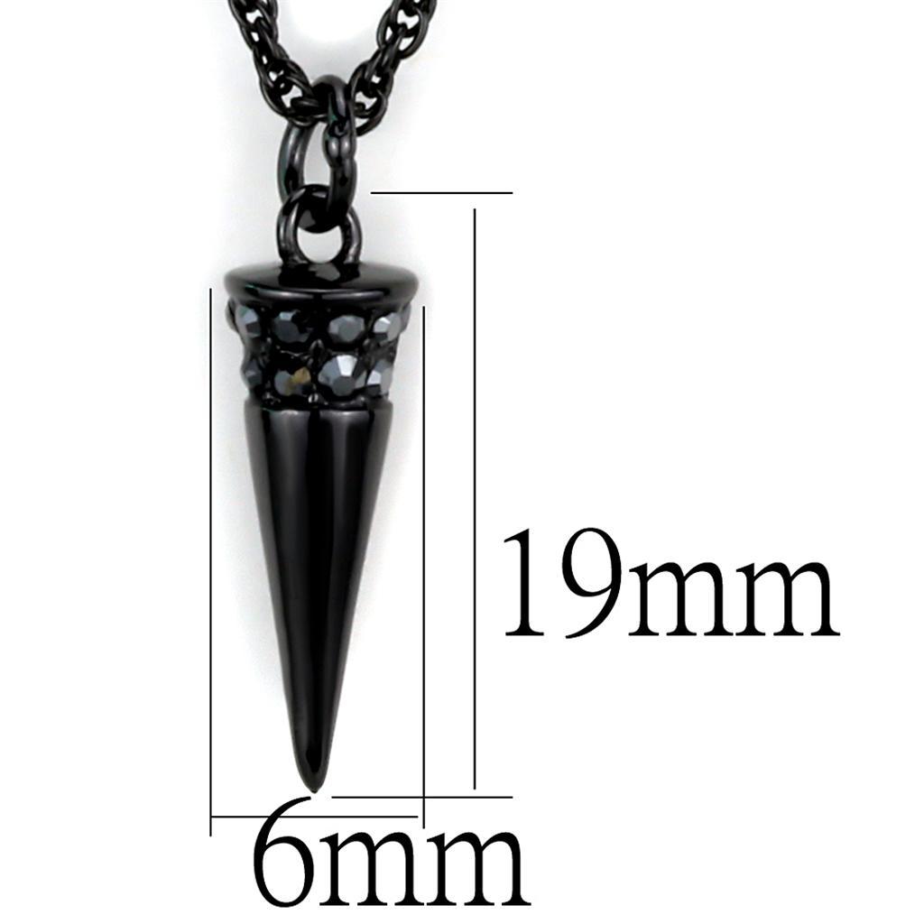 LO3709 - TIN Cobalt Black Brass Chain Pendant with Top Grade Crystal  in Hematite-1