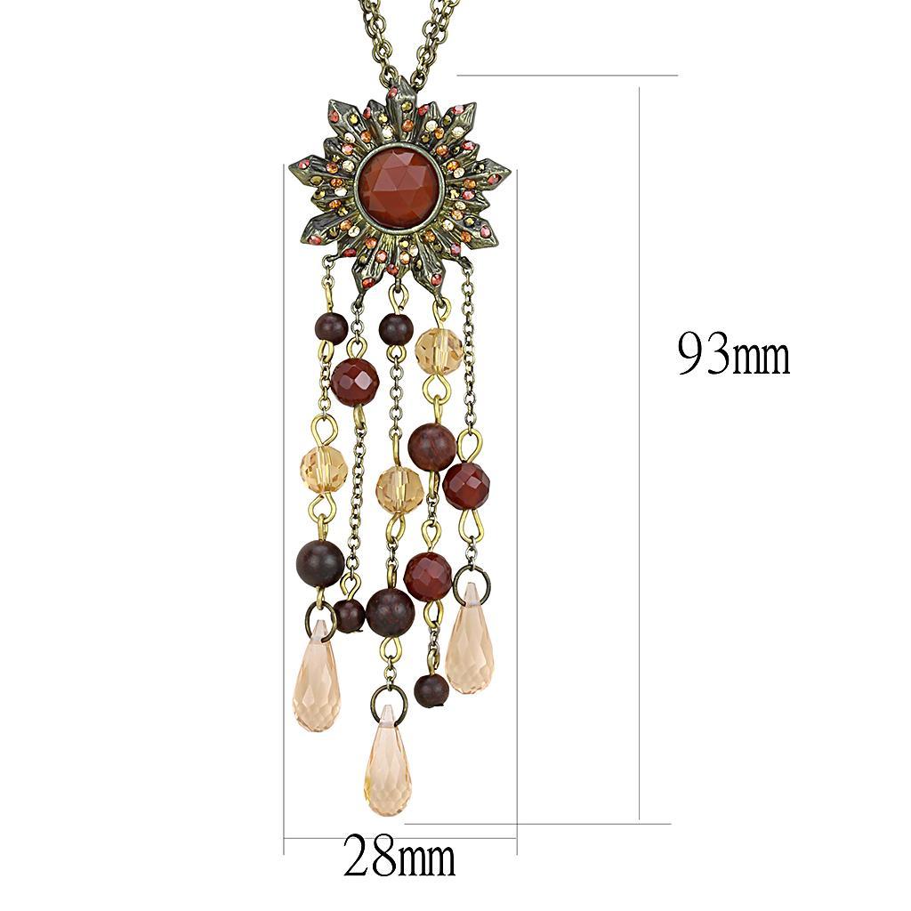 LO4215 - Antique Copper Brass Chain Pendant with Synthetic Onyx in Garnet-1