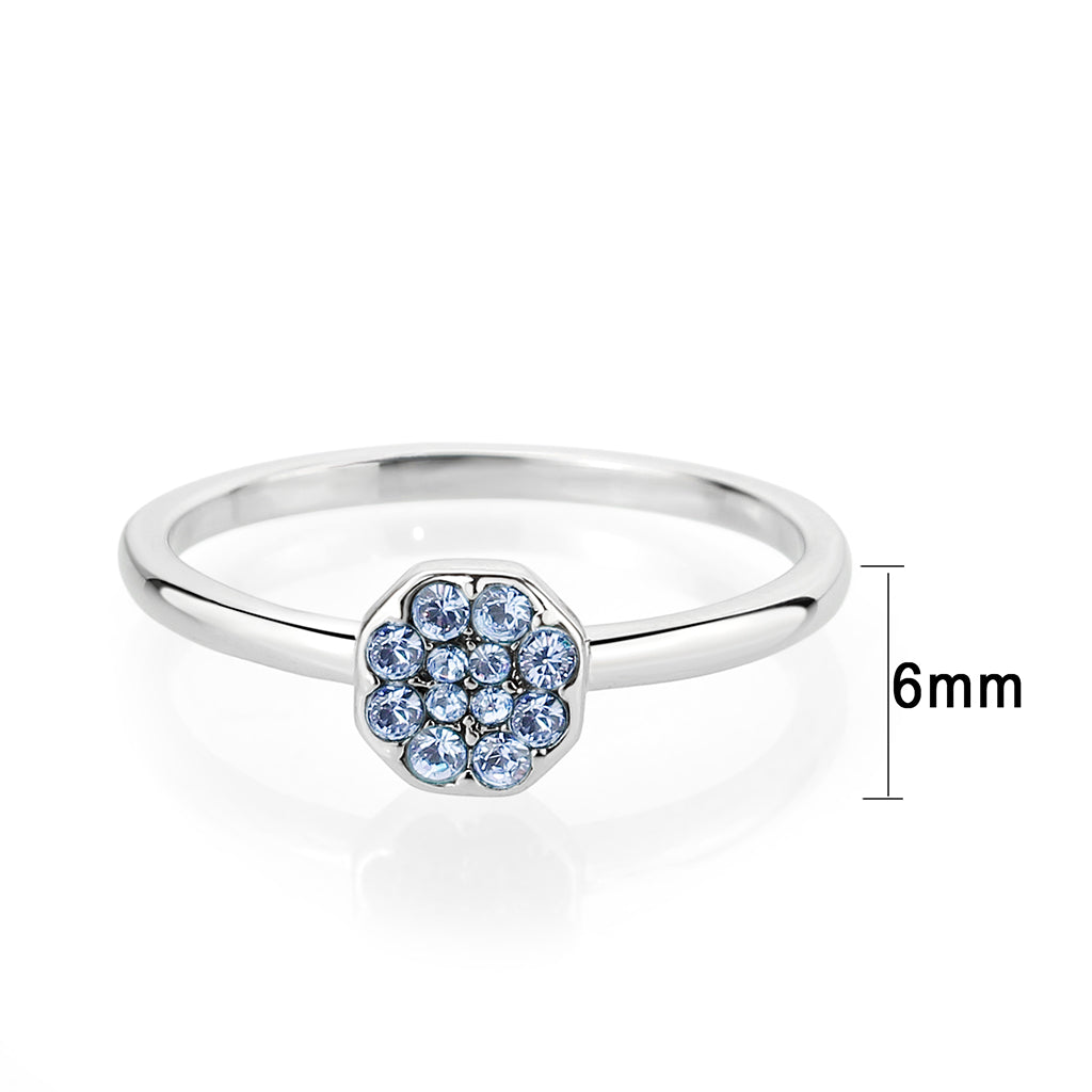 LO4771 - Rhodium Brass Ring with Top Grade Crystal in Aquamarine-1