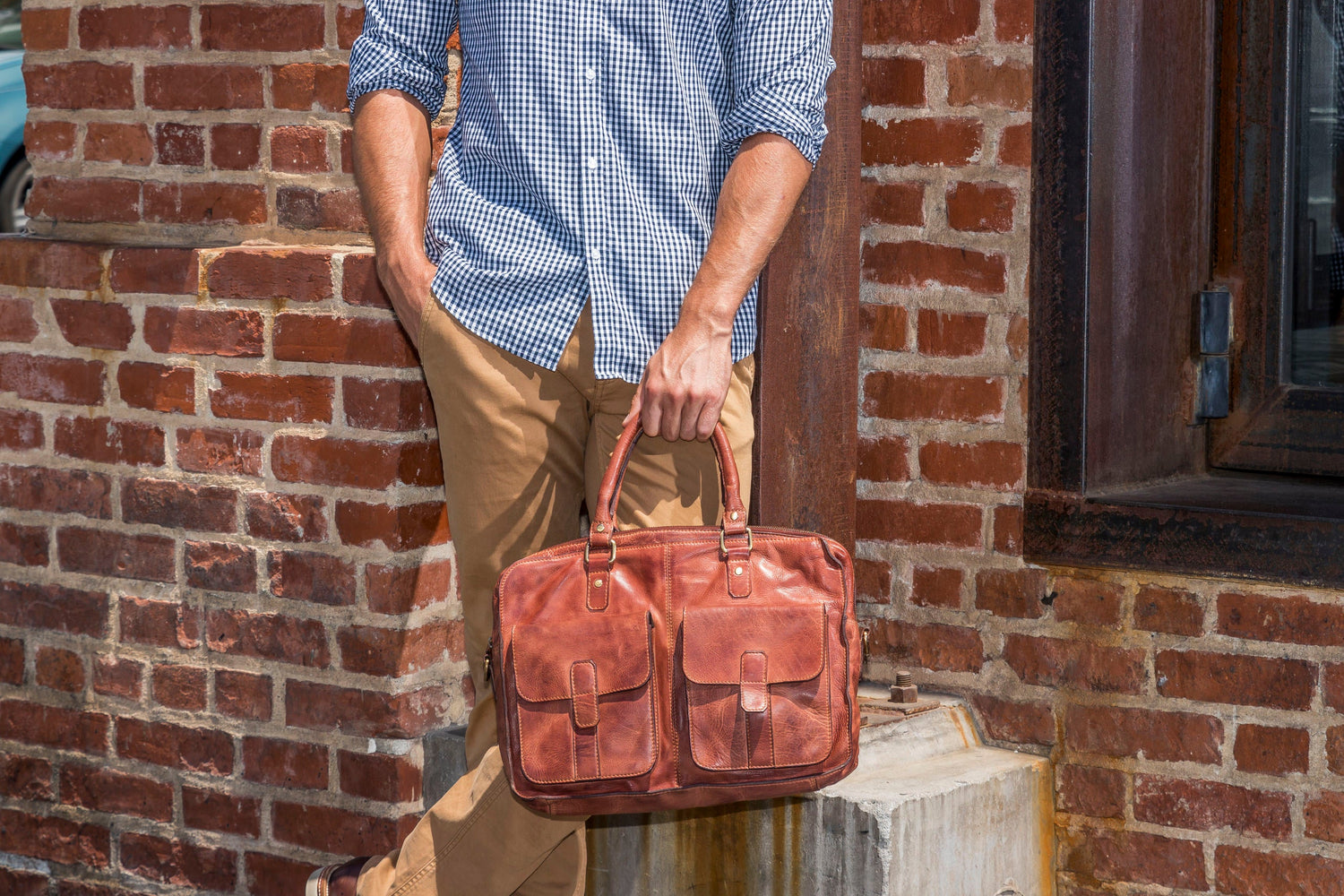 Commuter Briefcase | Genuine Washed Leather - HartCentered