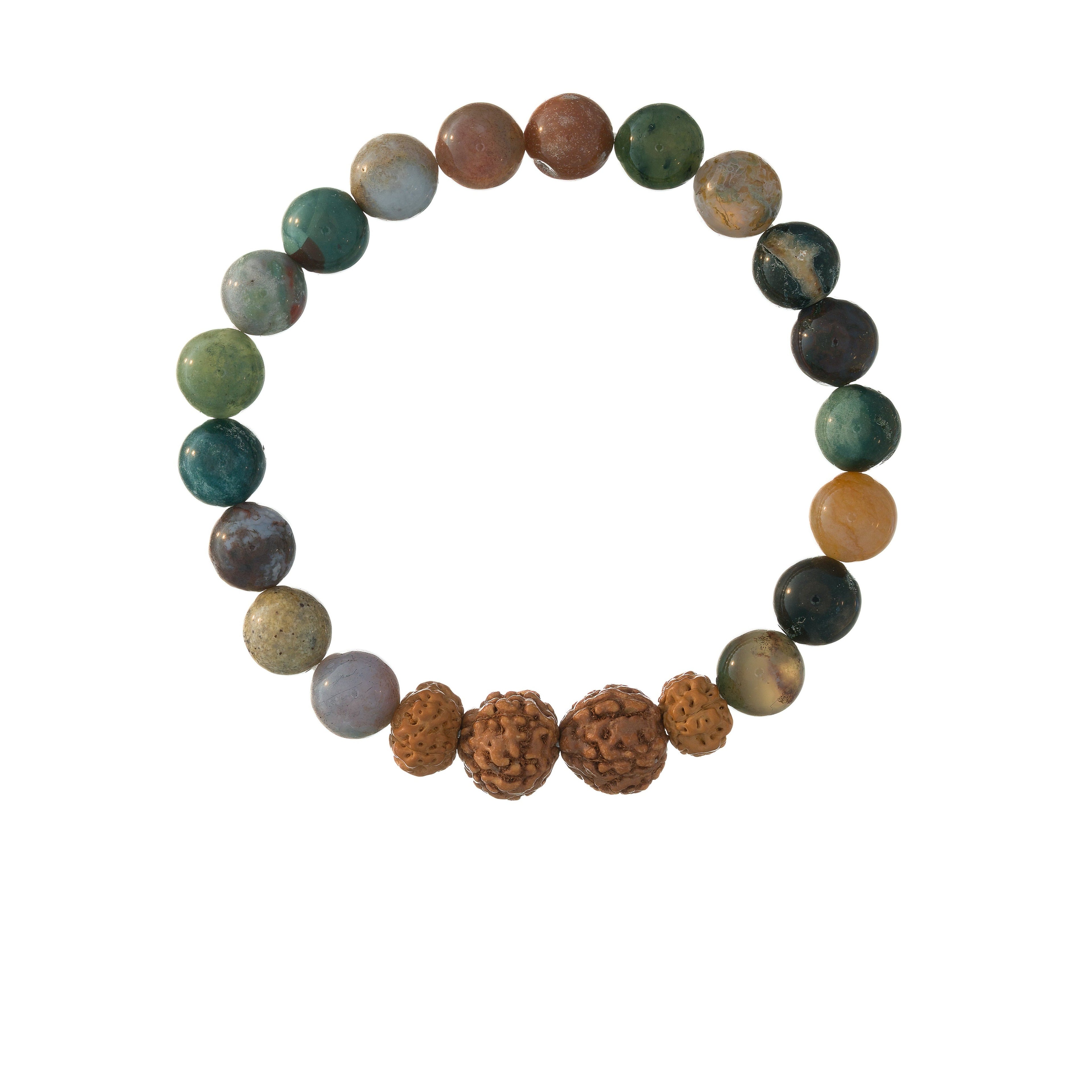 Indian Agate and Rudraksha Bracelet-0