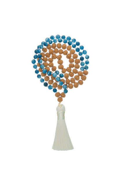 Third Eye Mala - Angelite and Rudraksha-0