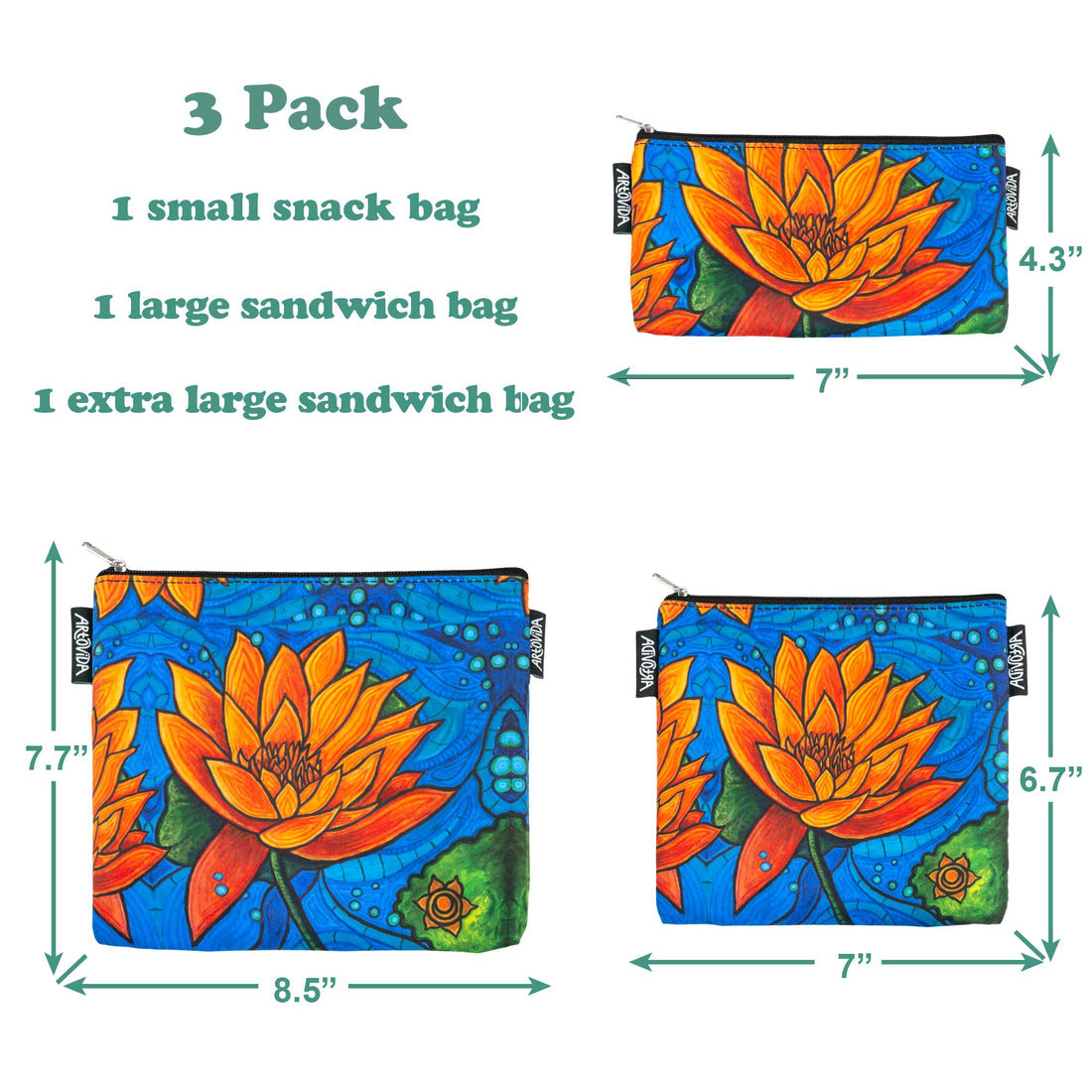 Sandwich Baggie Set - Kristen Palana - Lotus Flower-1