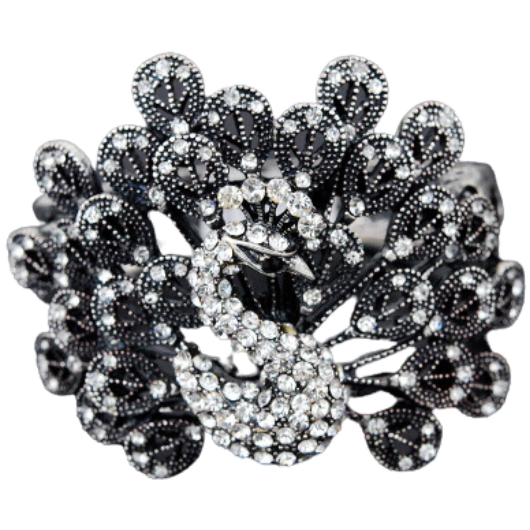 Studded Peacock Cuff Bracelet | Base Metal - HartCentered