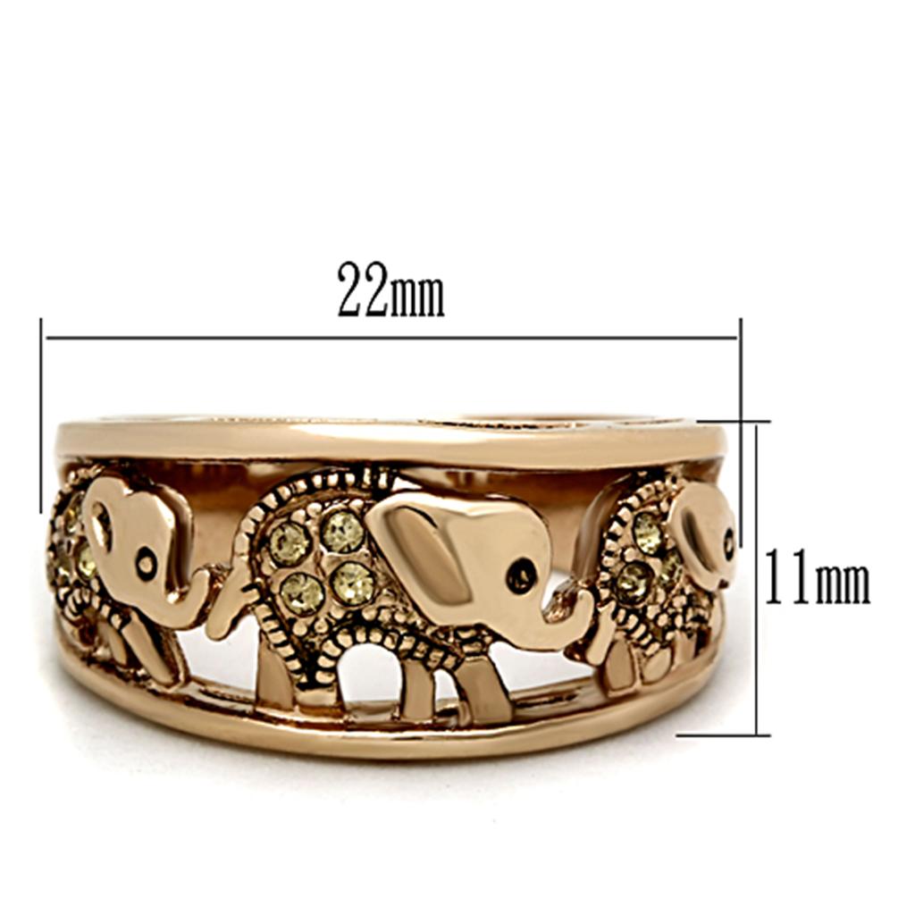 TK1380 - IP Rose Gold(Ion Plating) Stainless Steel Ring with Top Grade Crystal  in Citrine Yellow-1