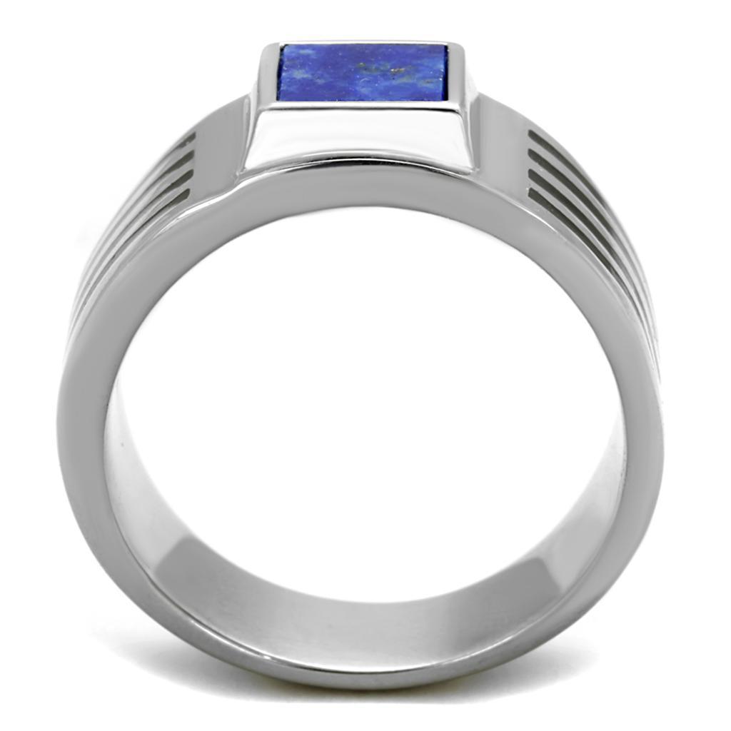 TK2047 - High polished (no plating) Stainless Steel Ring with Precious Stone Lapis in Montana-2