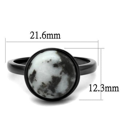 TK2902 - IP Light Black  (IP Gun) Stainless Steel Ring with Semi-Precious Hematite in Multi Color-1