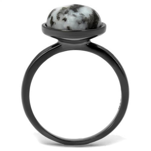 TK2902 - IP Light Black  (IP Gun) Stainless Steel Ring with Semi-Precious Hematite in Multi Color-2